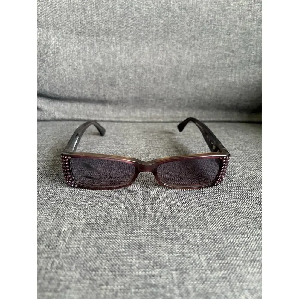 Beausoleil Paris Womens Y2K Small‎ Rectangle Purple Jeweled Sunglasses 205 04